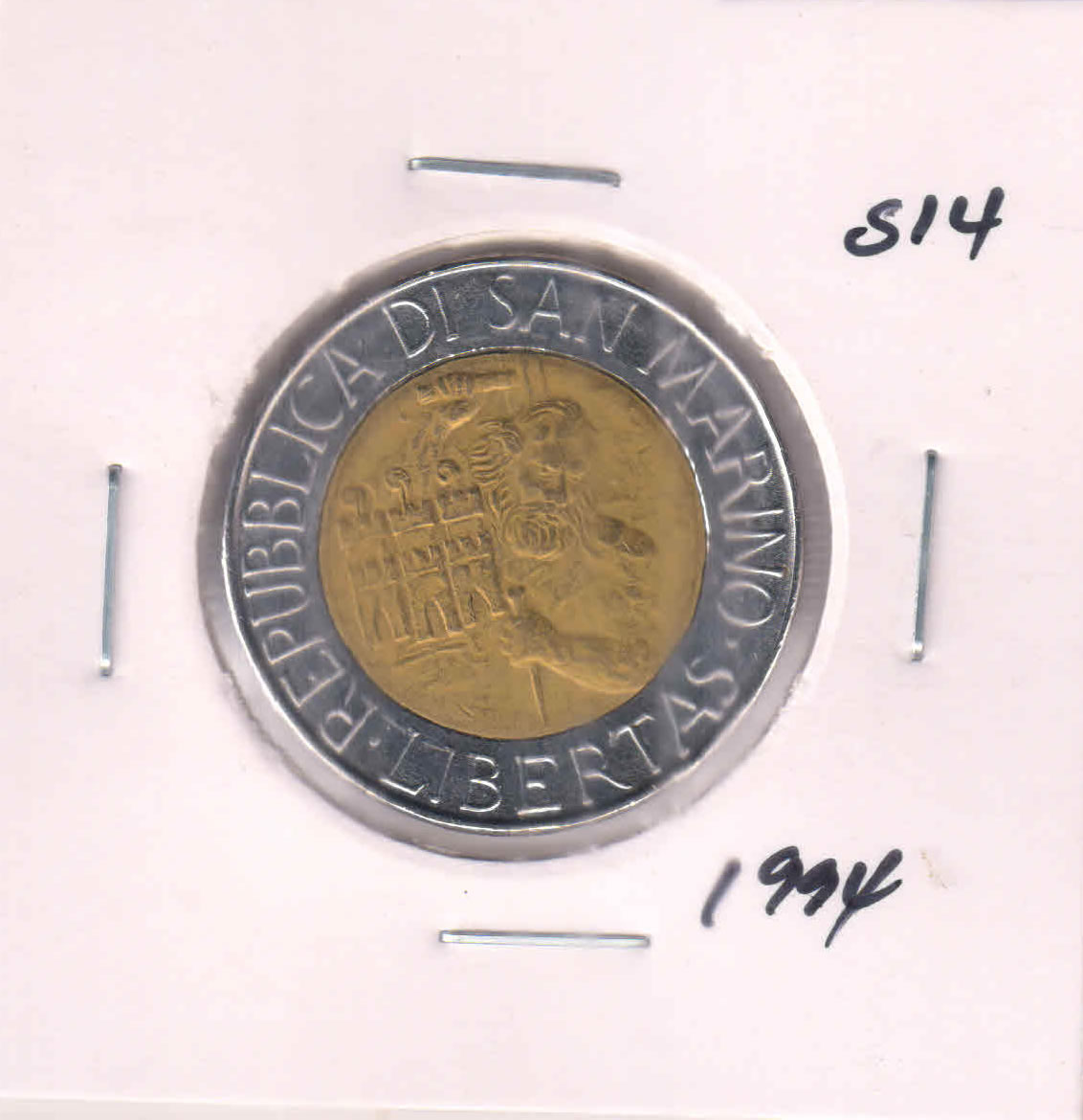 San Marino 500 Lira 1994 Bimetal Coin S14 KB Coins Currencies