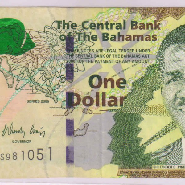Bahamas 1 dollar 2008 used currency note KB Coins & Currencies