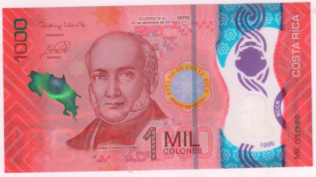 Costa rica 1000 colones 2019 unc polymer currency note KB Coins