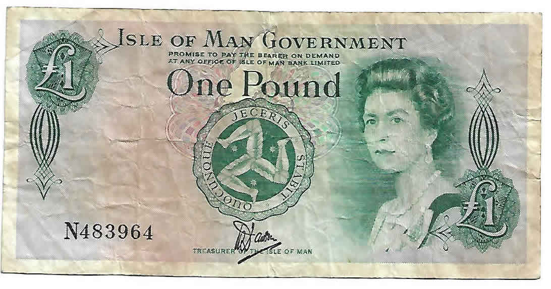 Isle of Man- 1 pound 1961 used polymer currency note - KB Coins ...