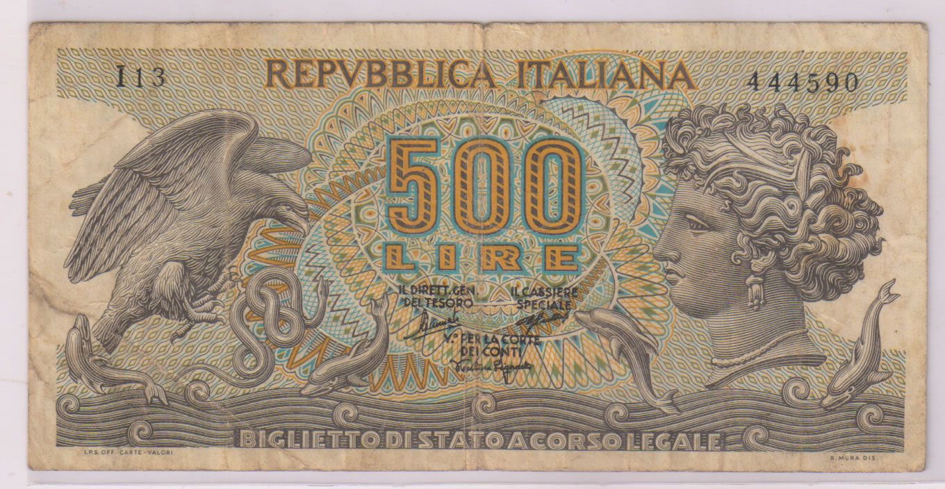 Italy 500 lire vf currency note KB Coins & Currencies