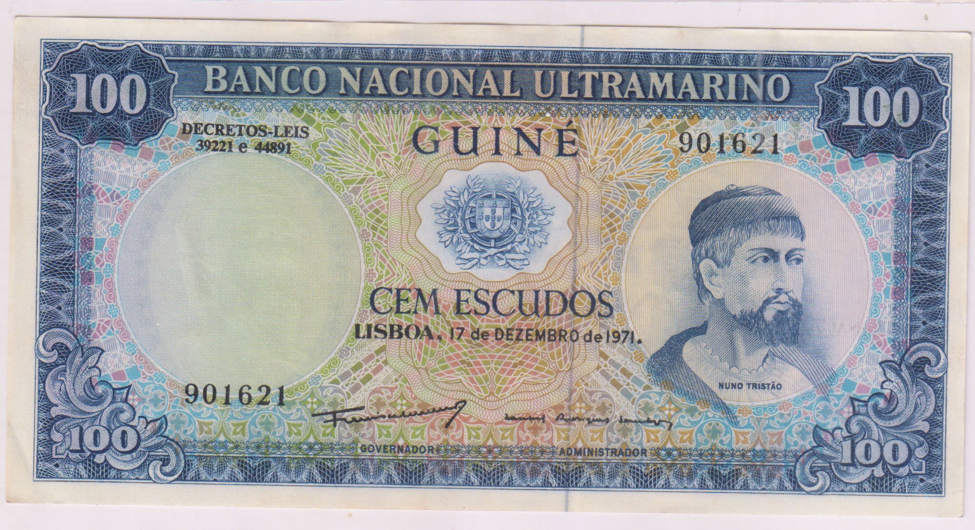 Portuguese Guinea - 100 escudos 1971 unc currency note - KB Coins