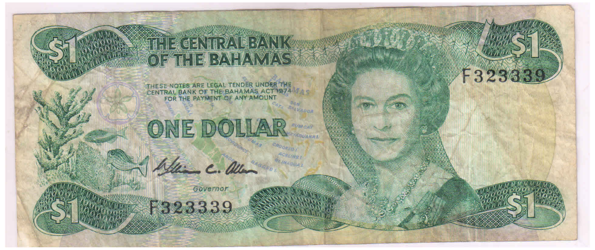 Bahamas 1 dollar 1984 vf currency note KB Coins & Currencies