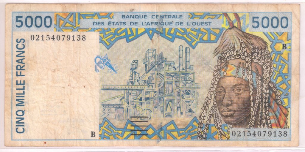 BENIN , West African States - 5000 Francs 1992 - 2003 currency note ...