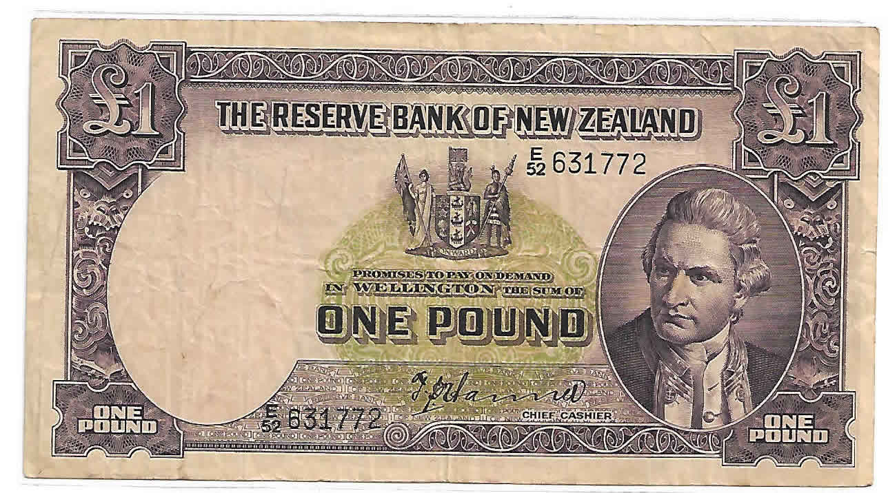 New Zealand 1 pound 1940 55 used currency note KB Coins & Currencies