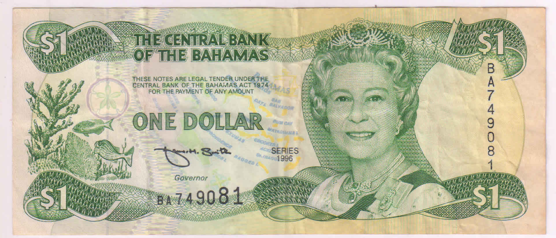 Bahamas 1 dollar 1996 vf currency note KB Coins & Currencies