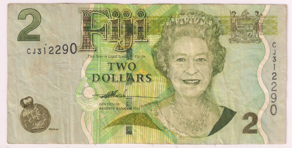 Fiji - 2 dollars vf currency note - KB Coins & Currencies
