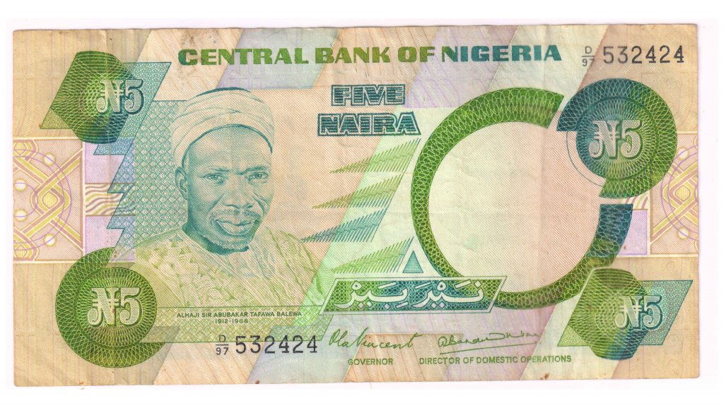 Nigeria - 5 naira 1979 - 84 vf currency note - KB Coins & Currencies