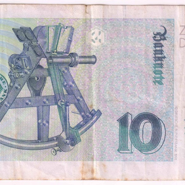 Germany, Federal Republic of 10 Deutsche Mark 1993 used currency note - KB  Coins & Currencies