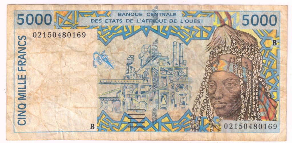 BENIN , West African States - 5000 Francs 1992 - 2003 currency note ...