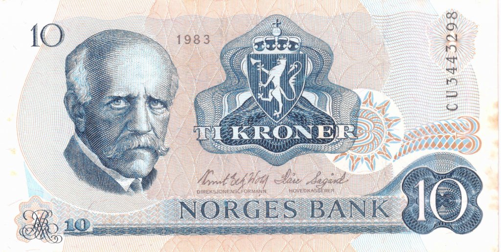 NORWAY 10 Kroner 1983 Used Currency Note KB Coins Currencies norway-10-kroner-1983-used-currency-note-kb-coins-currencies