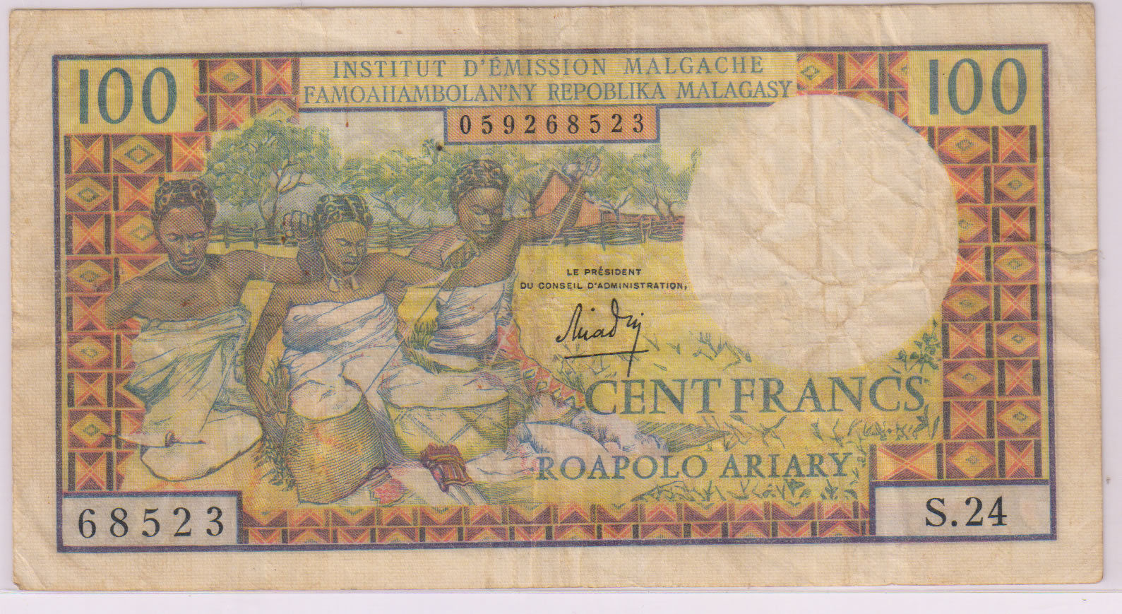 madagascar-100-francs-20-ariary-1966-f-currency-note-kb-coins