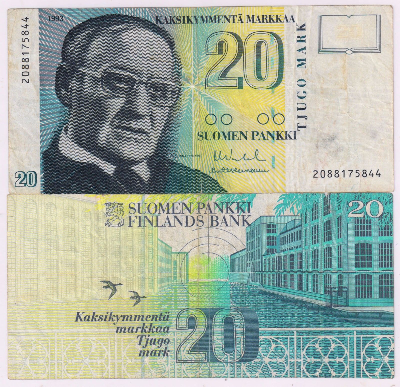 Finland 20 markkaa 1993 VF currency note KB Coins & Currencies