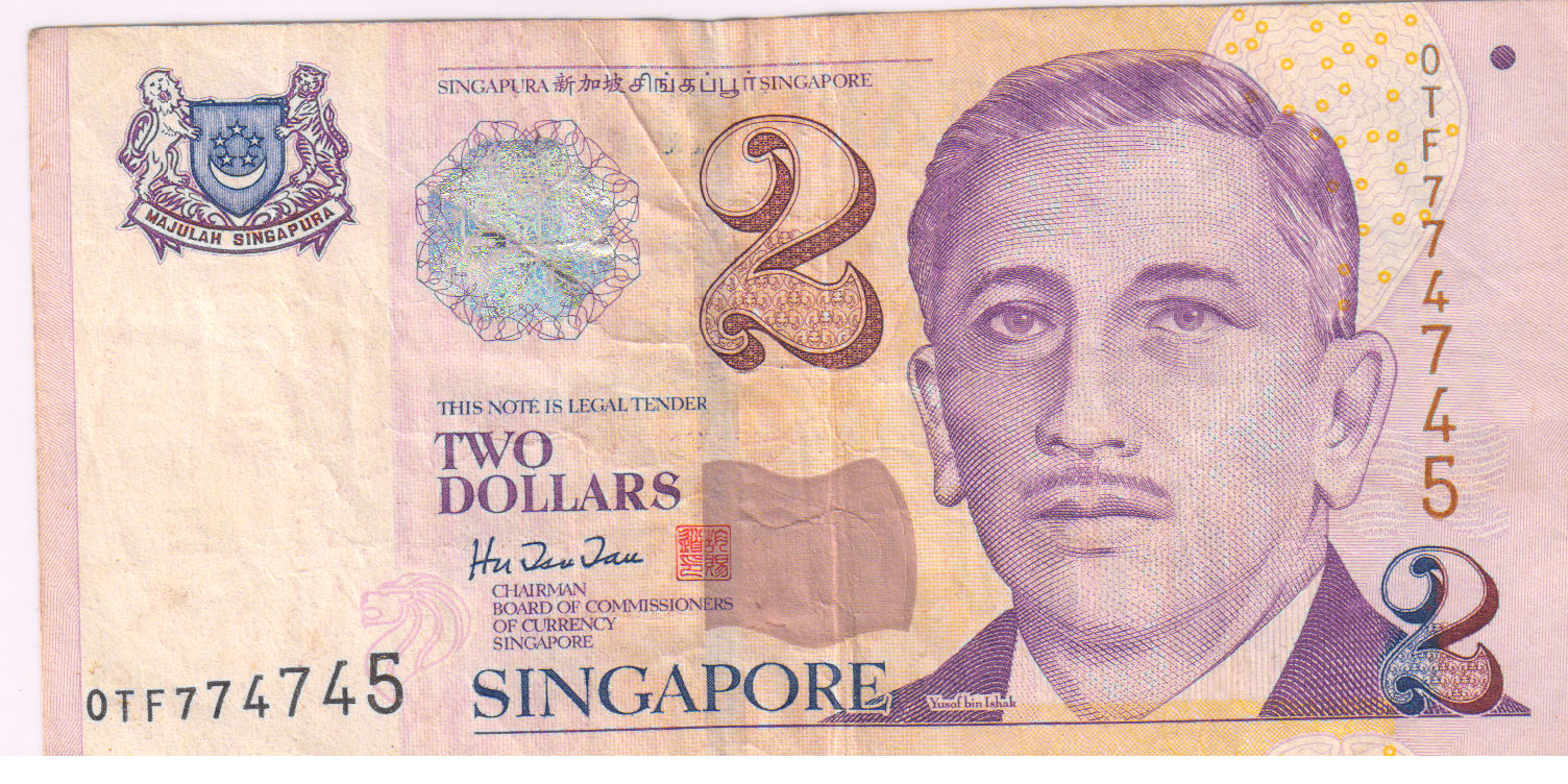 Singapore  2 $ used currency note  KB Coins & Currencies