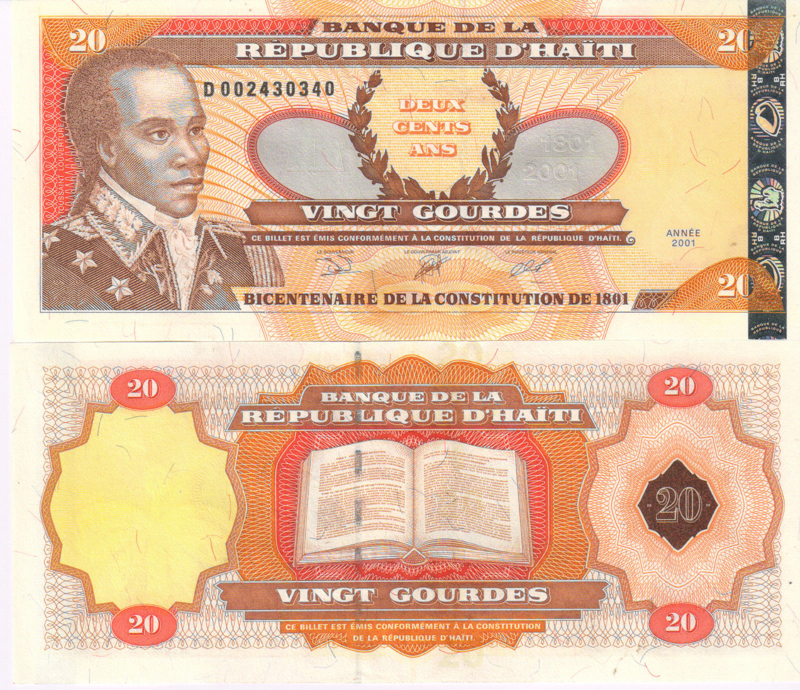 Haiti 25 Gourdes 2000 Banknote – UNC World Paper Money, Crisp Authentic Bill, Collections Lot