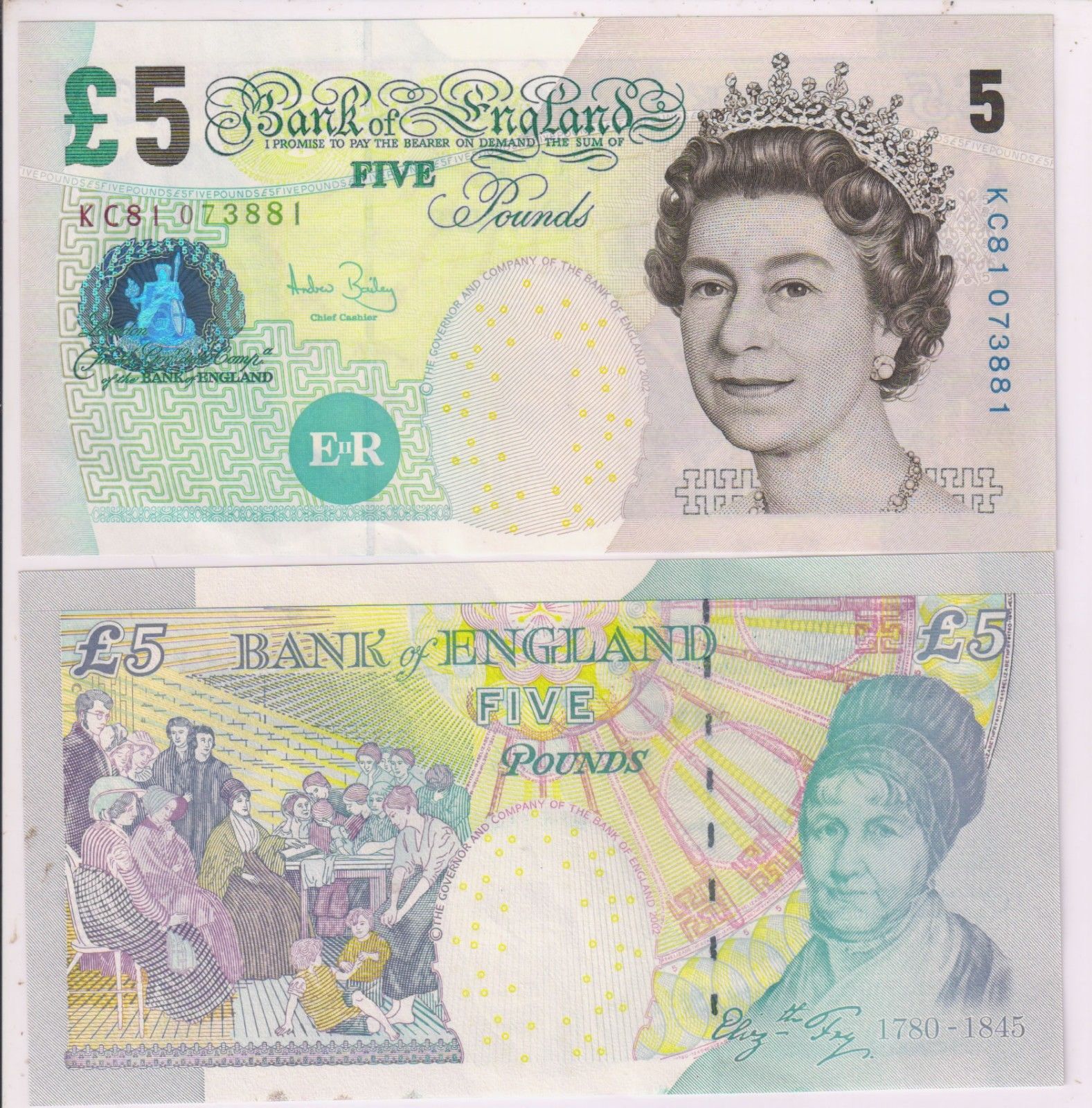 England - 5 pounds 2004 unc , currency note - KB Coins & Currencies