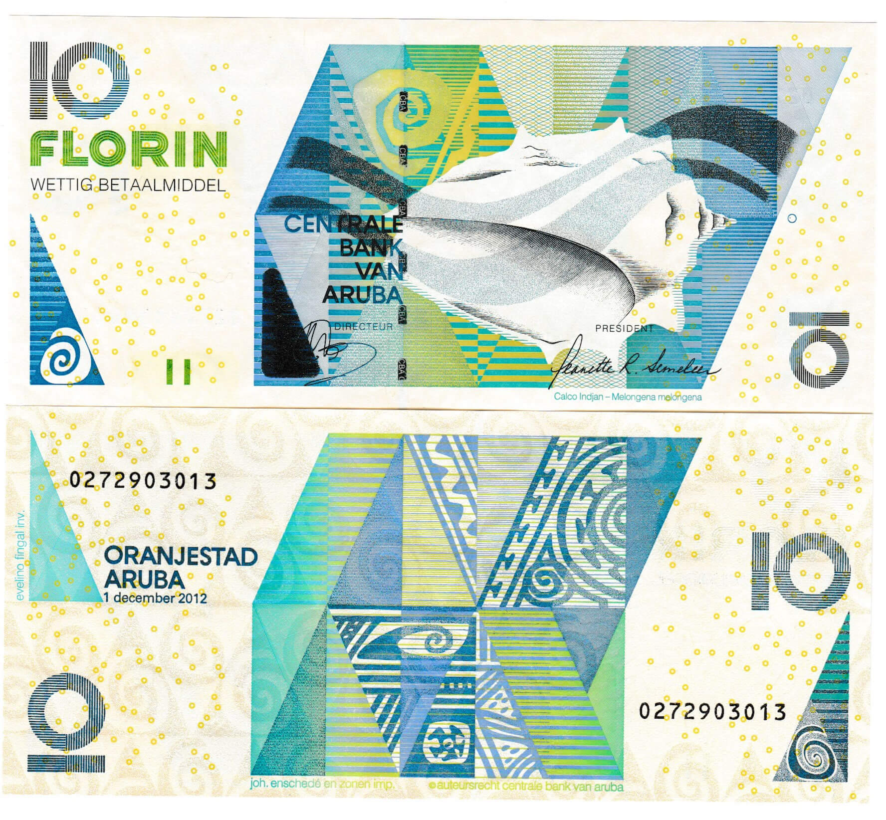 Aruba - 10 florin 2012 unc currency note - KB Coins & Currencies