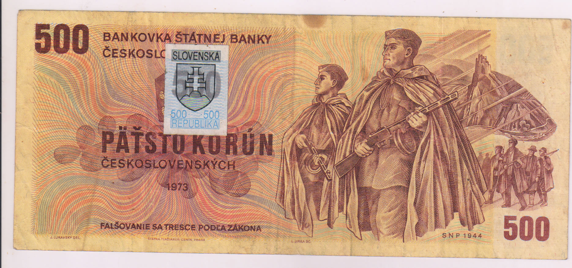 Slovakia democratic rep.- 500d, 1993, 1st issue currency note - KB