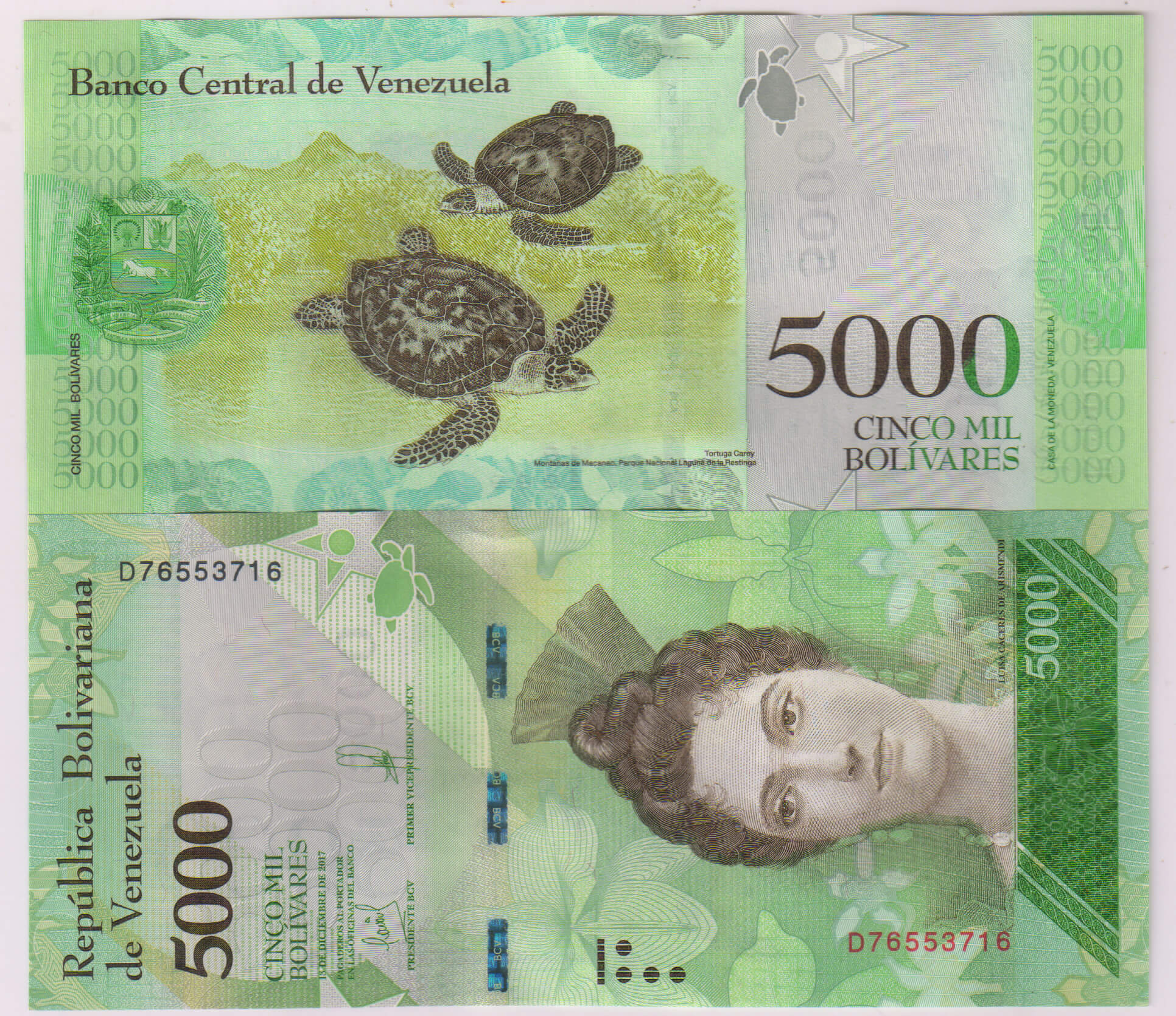 Venezuela – 5000 bolivares unc currency note - KB Coins & Currencies