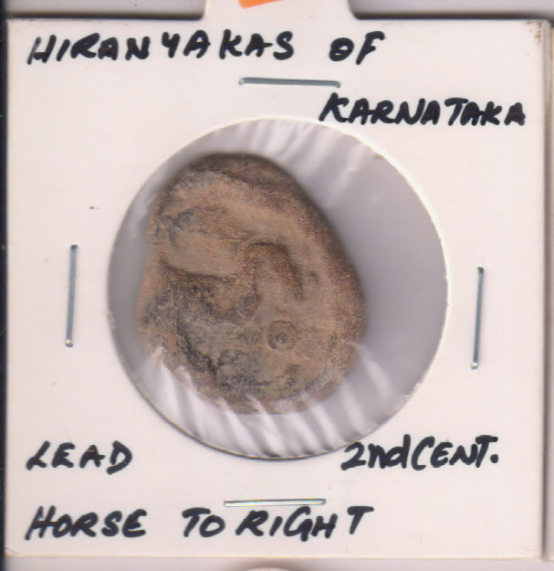 Hiranyakas of Karnataka , Horse to right , 2nd century lead coin H1 KB Coins & Currencies