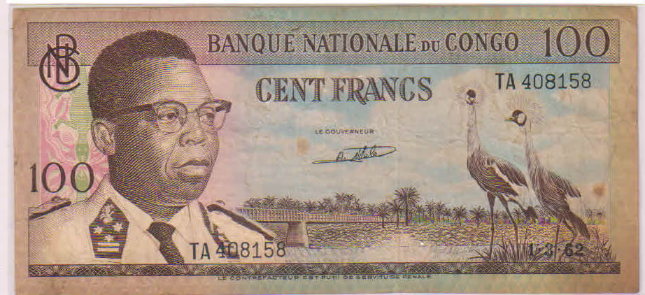 Congo Democratic Republic 100F 1961 64 Currency Note KB Coins   1aaaa 4 