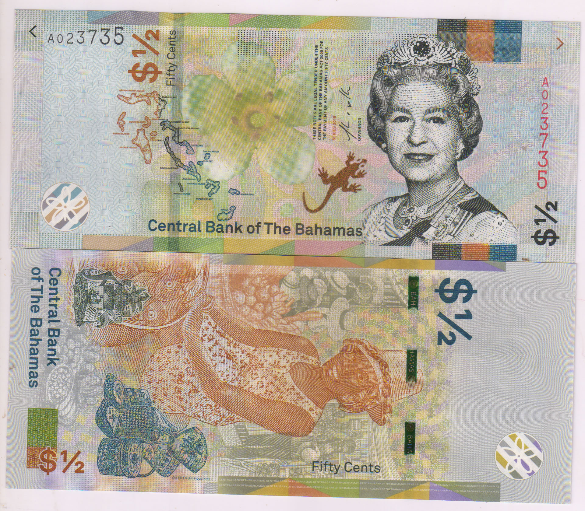 Bahamas 1/2 2019 unc currency note KB Coins & Currencies