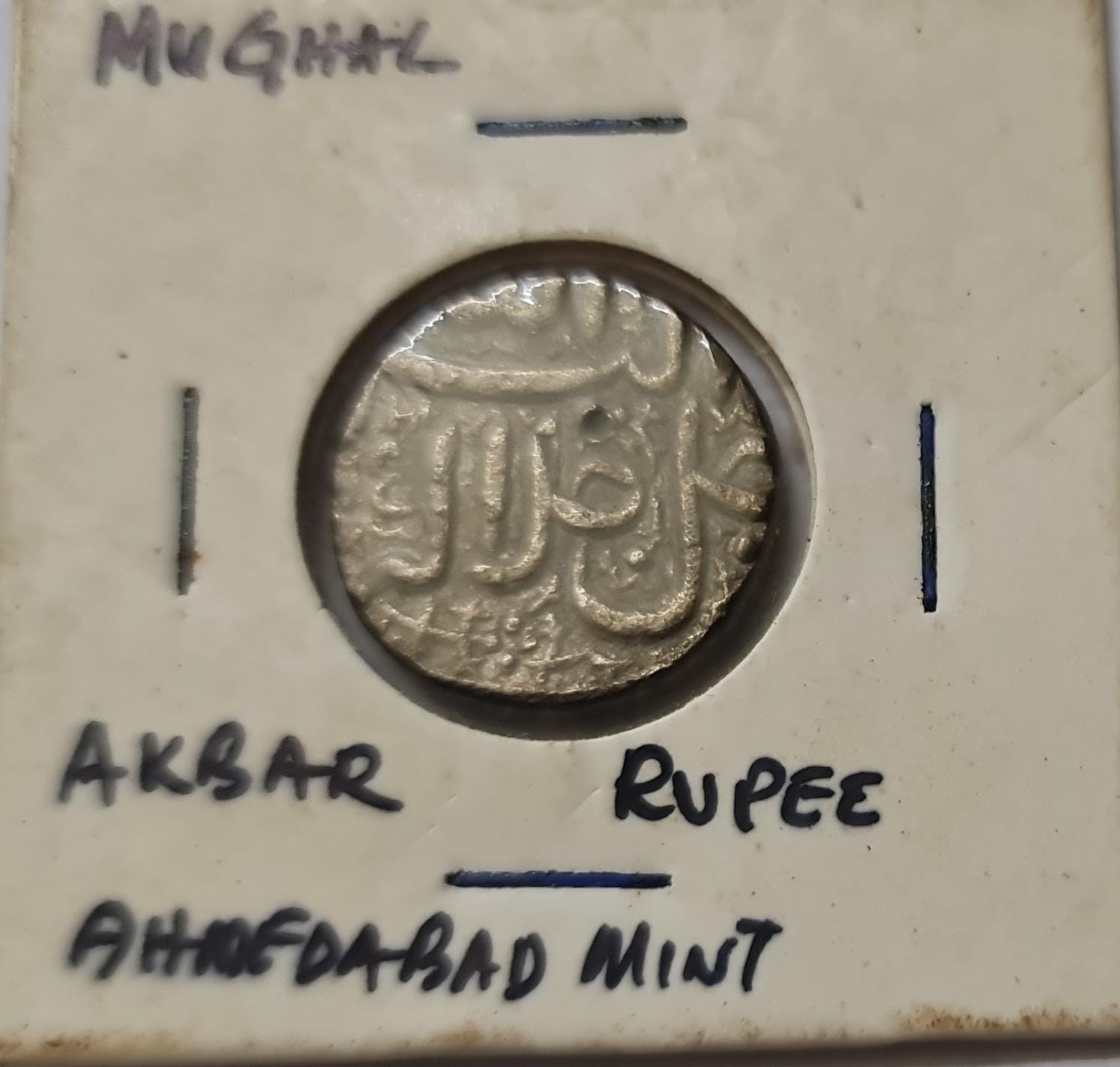 Mughal , Akbar rupee Ahmadabad mint silver coin - KB Coins & Currencies