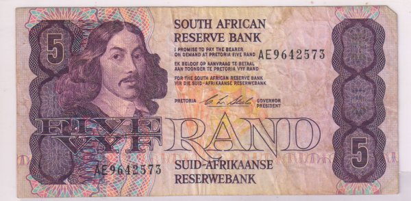 South Africa - 5 rand vf currency note - KB Coins & Currencies