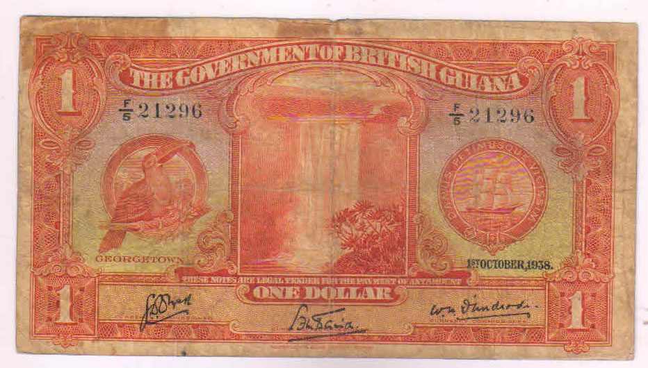 British Guiana 1 dollar scarce currency note KB Coins & Currencies