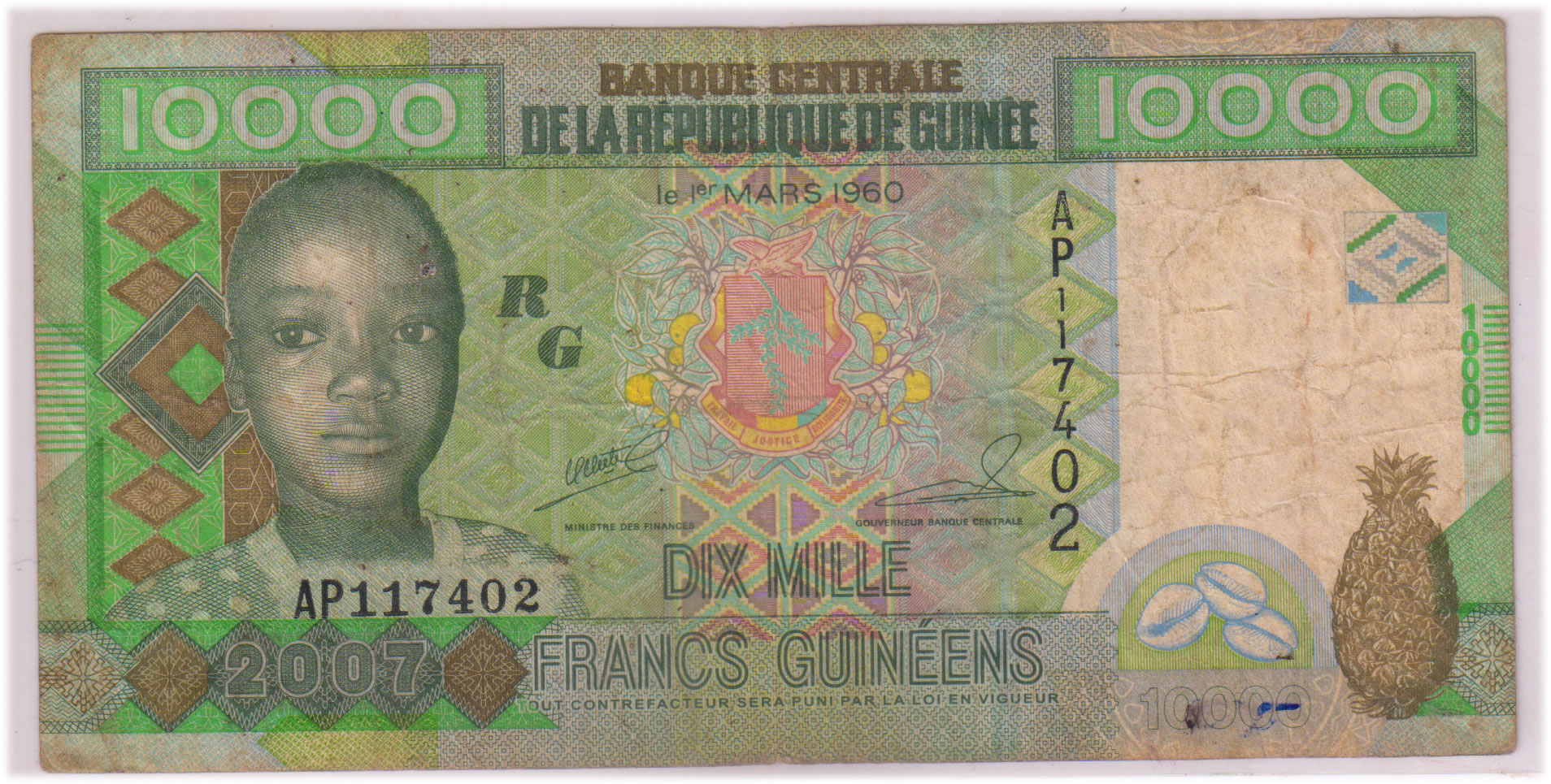 Ghana 10000 Fg 1960 used currency note KB Coins Currencies