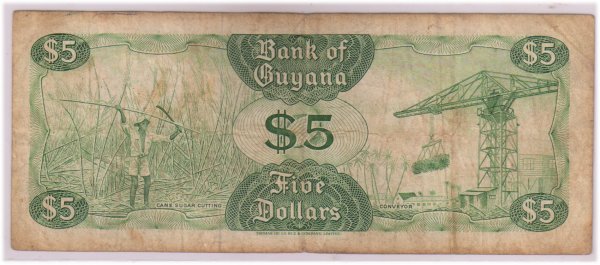 Guyana 5 Dollars Used Currency Note Kb Coins And Currencies