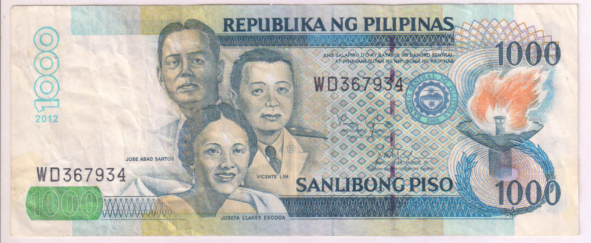 Philippines - 1000 pesos used currency note - KB Coins & Currencies