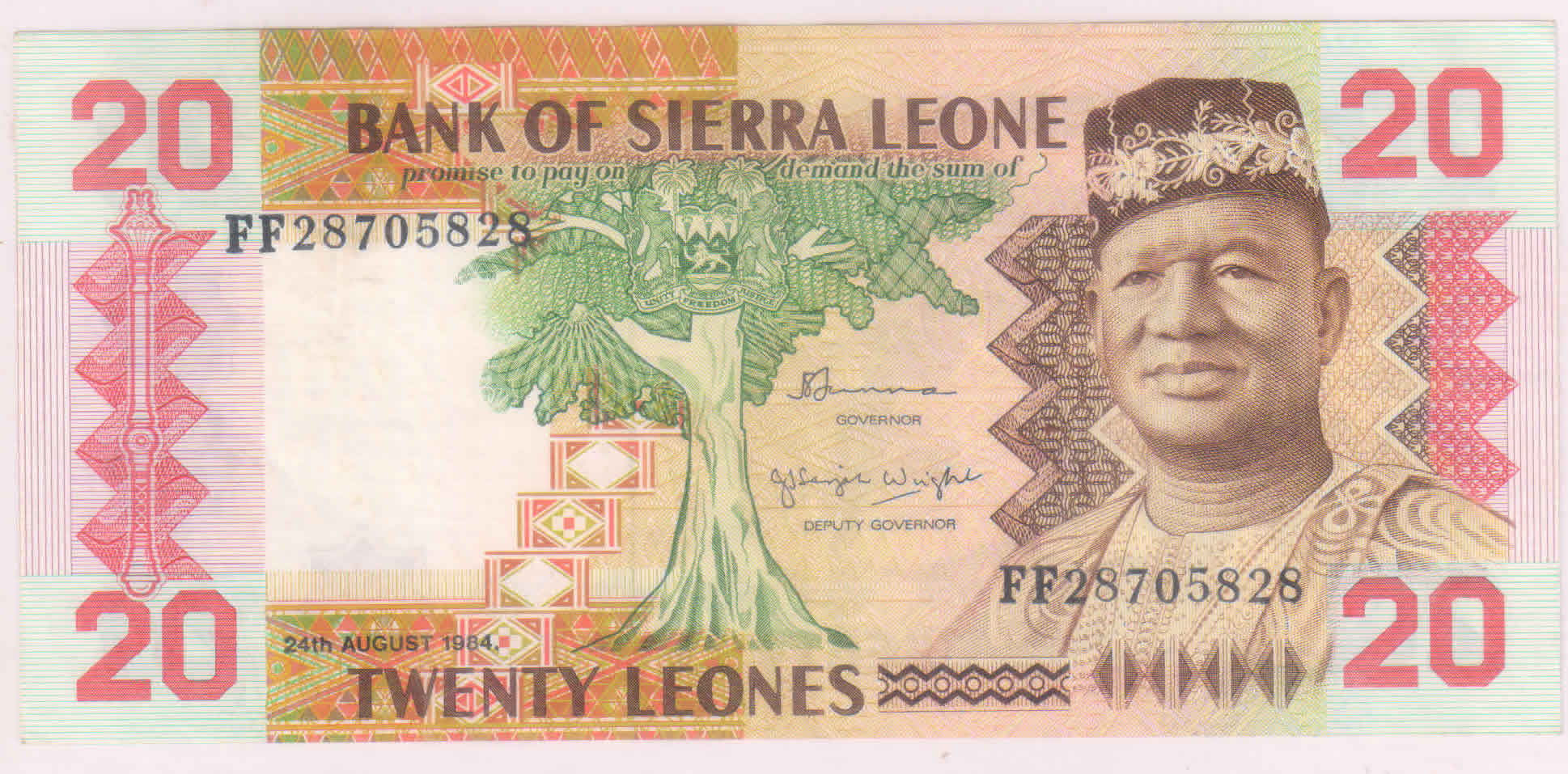 SIERRA LEONE 20 Leones 1984 Unc Currency Note KB Coins Currencies   3baaaa 