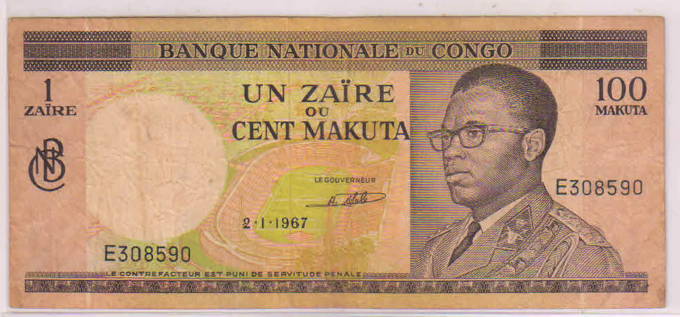 Congo Democratic Republic 100 Makuta 1967 Used Currency Note KB   1 10 