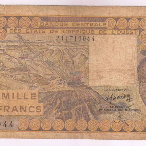Senegal West African States 1000 Francs 1984 used currency note