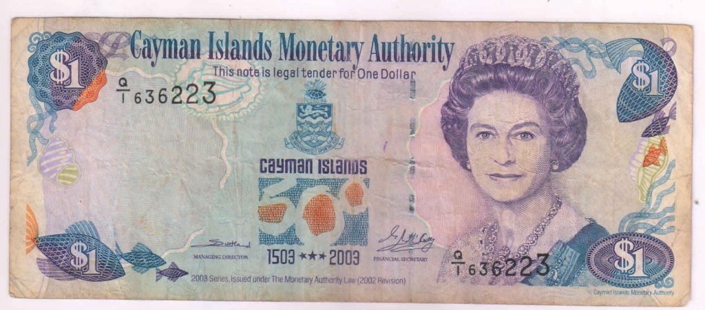 Cayman Island 1 Dollar 2002 Used Currency Note KB Coins Currencies   1c 1024x451 