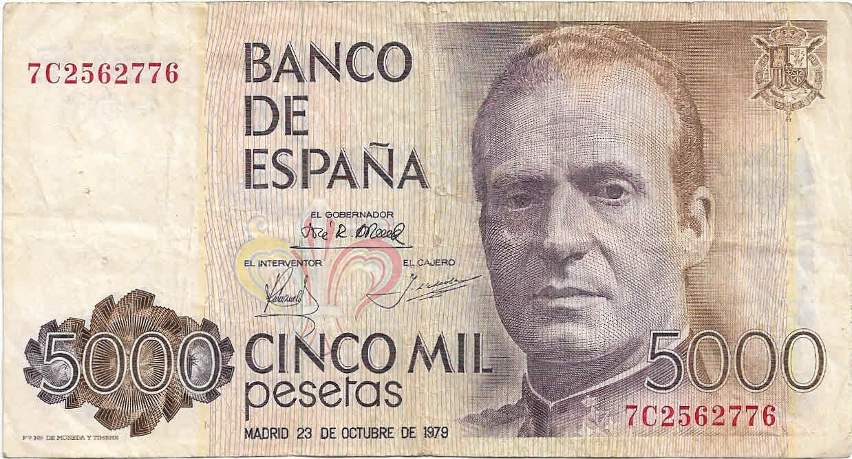 Spain 5000 pesetas 1979 used currency note KB Coins & Currencies