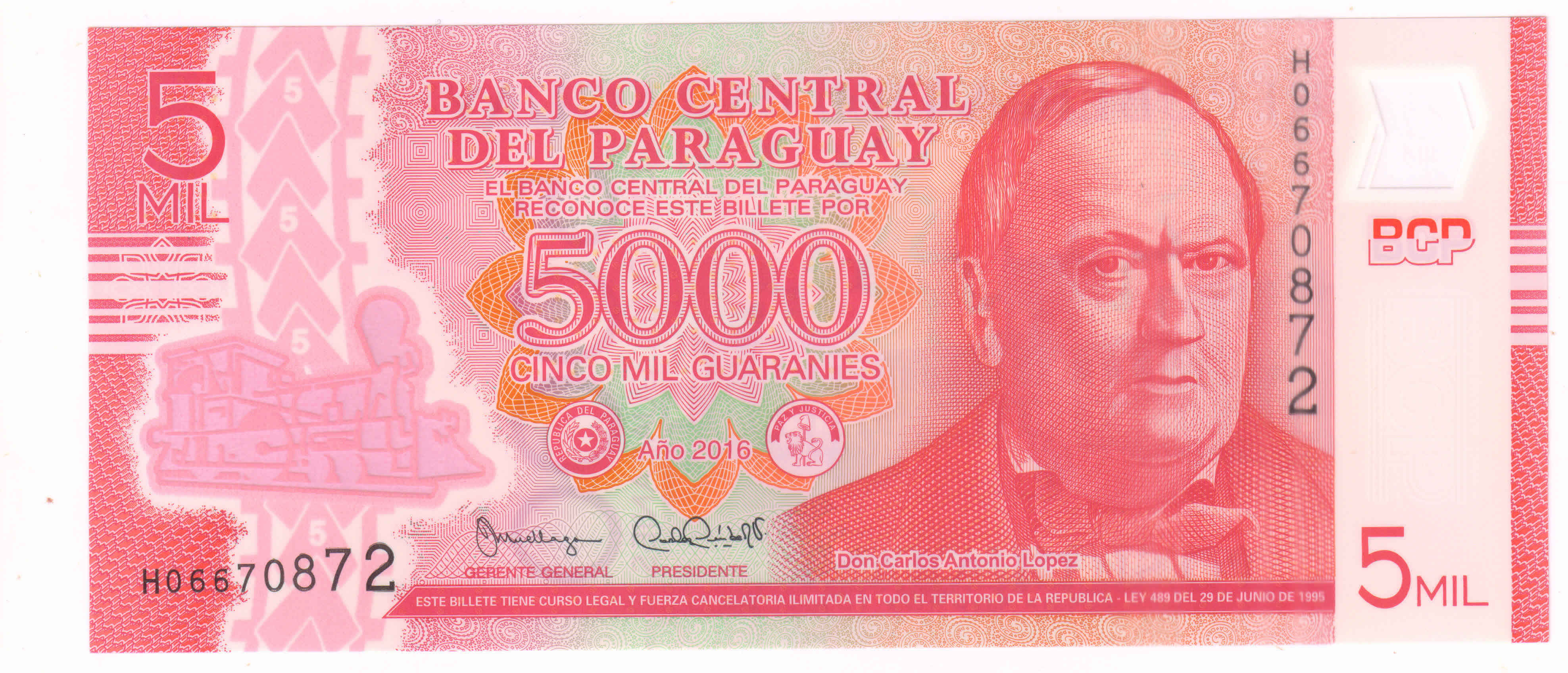 Paraguay 5000 Guaranies Polymer Banknote, 2011, UNC - Special Minds Store