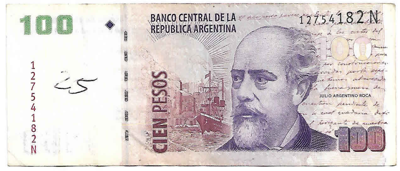 Argentina 100 Pesos Used Currency Note KB Coins Currencies   1aa 41 