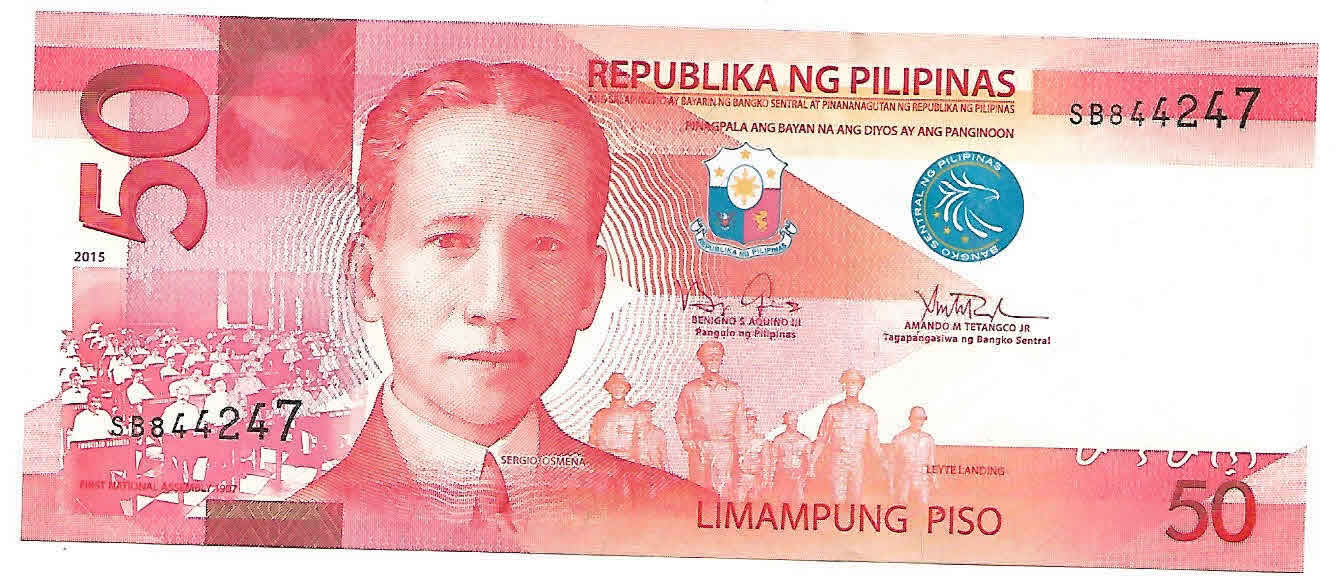 PHILIPPINES - 50 centavos 2015 - 23 , unc currency note - KB Coins &  Currencies