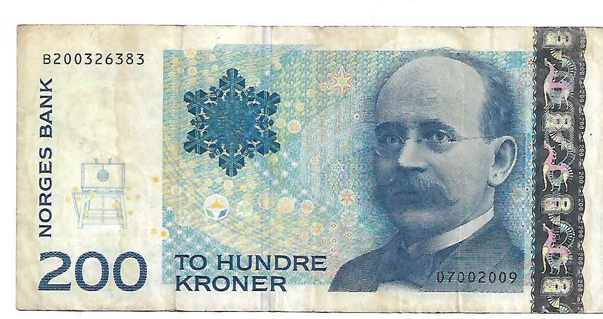 Norway 200 kroner used currency note - KB Coins & Currencies
