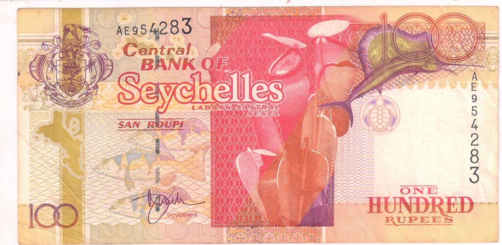 Seychelles 100 rupees 1998 - 2010 vf currency note - KB Coins & Currencies