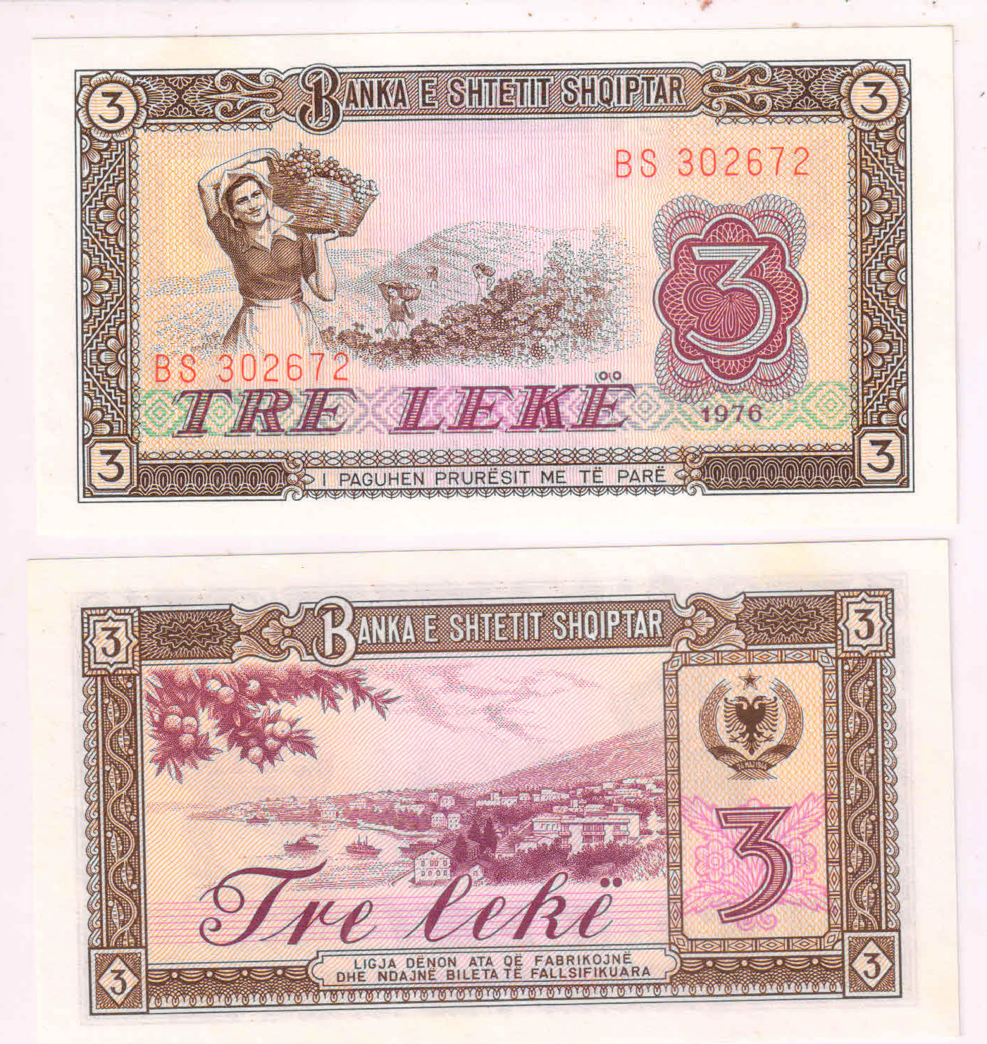 Albania 3 leke unc currency note KB Coins Currencies