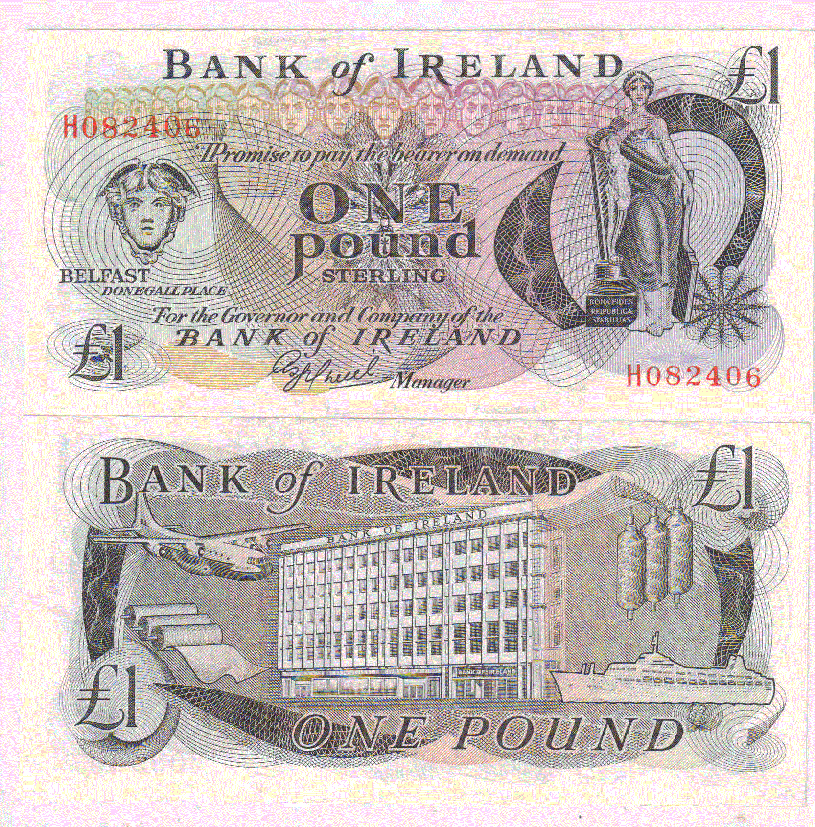 Northern Ireland 1 pound unc currency note KB Coins & Currencies