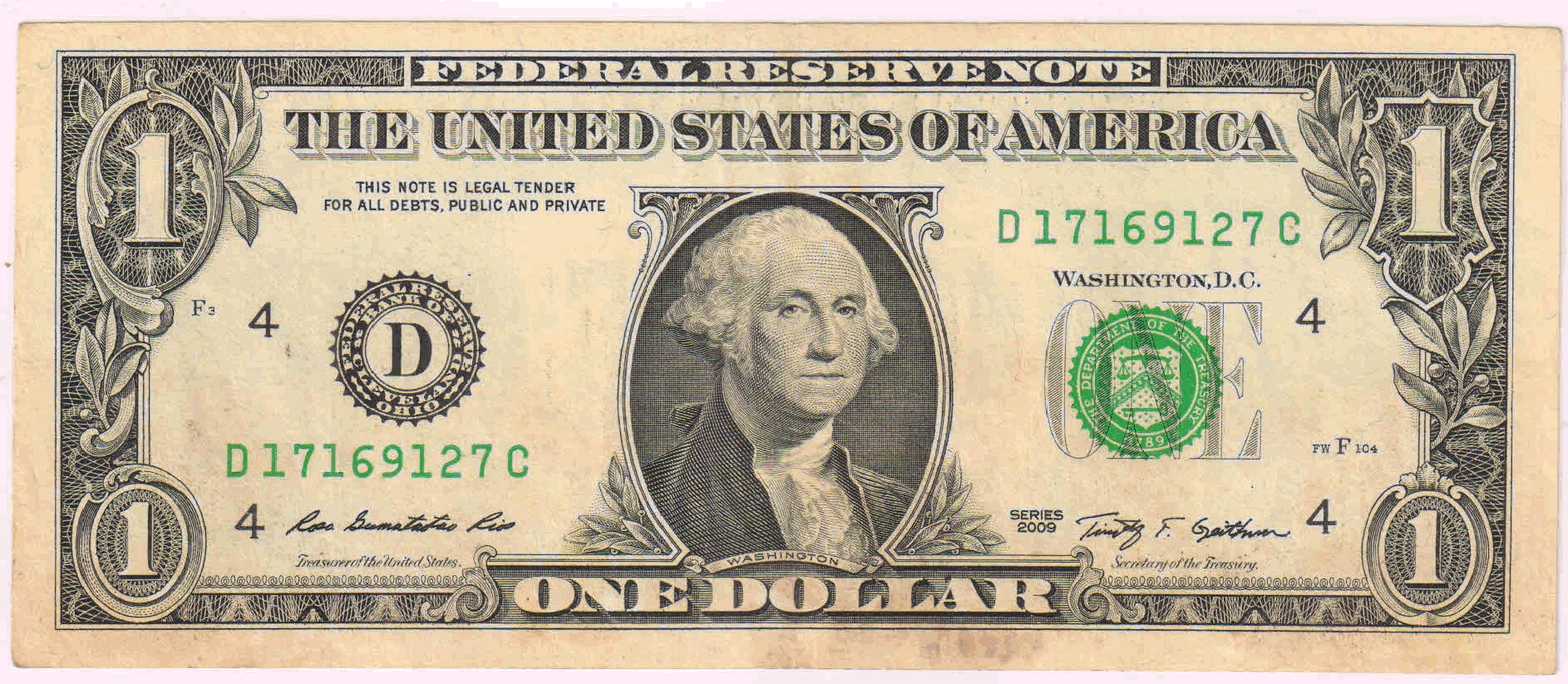 Usa 1 dollar D Ohio used currency note - KB Coins & Currencies