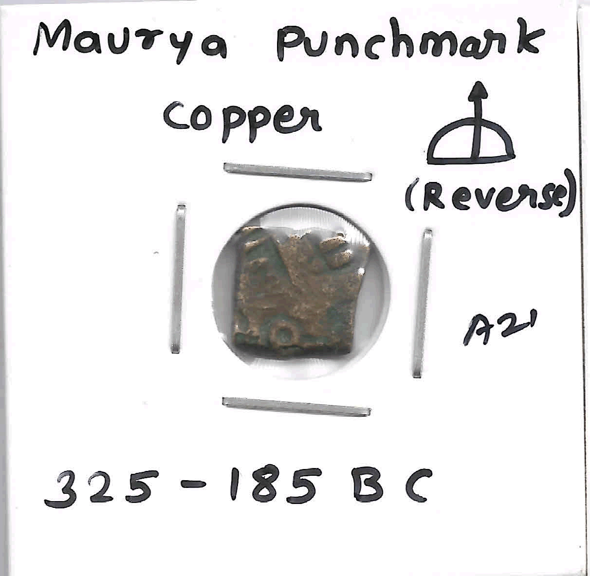 Maurya punch mark 325 185 bc copper coin A21 KB Coins & Currencies