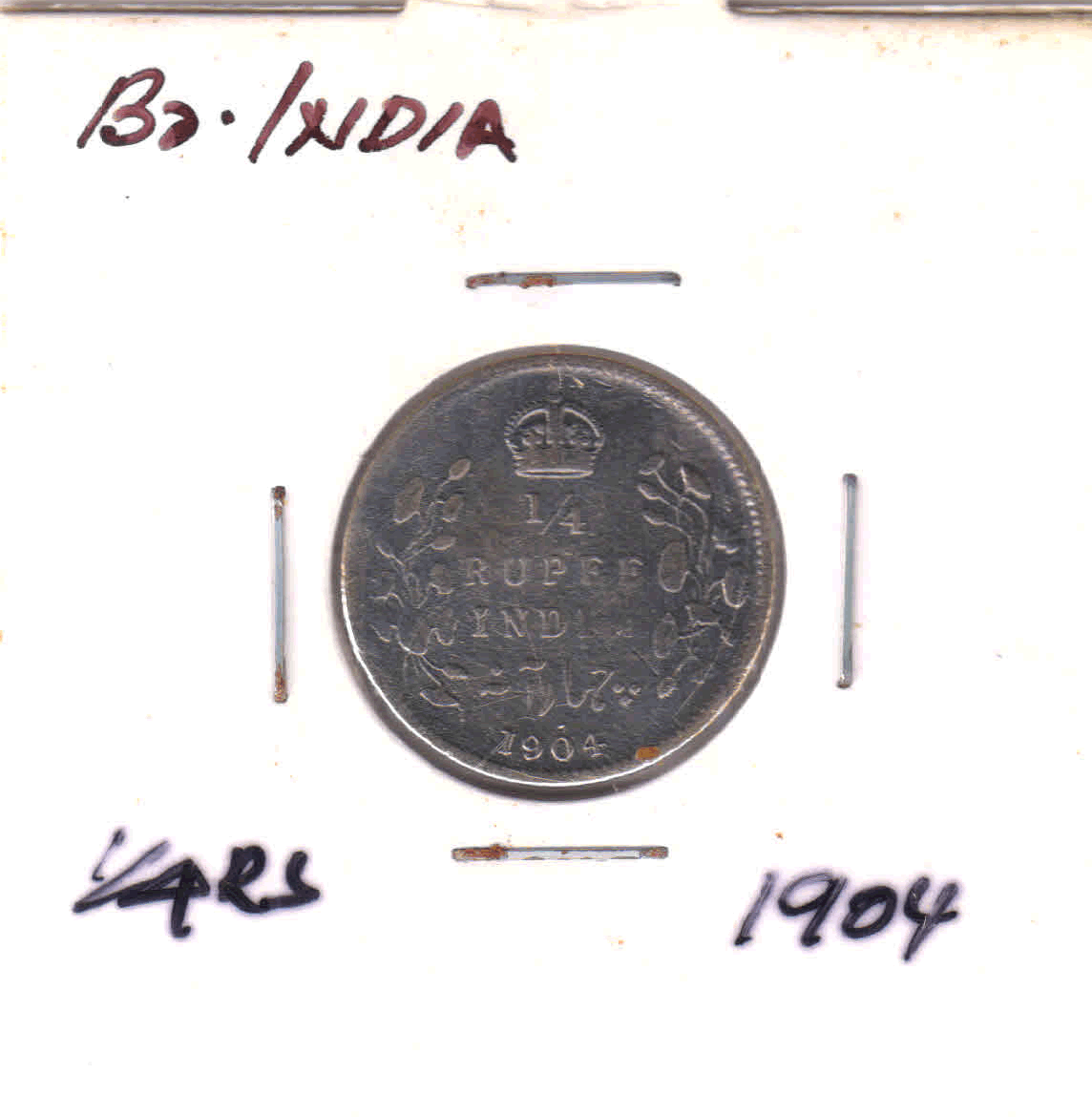 Br. India - 1/4 Rupee1904 Silver Coin - KB Coins & Currencies