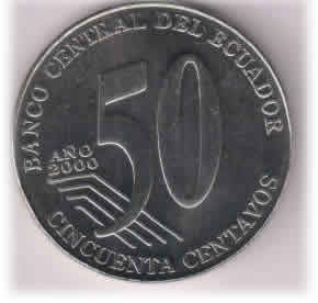 Ecuador - 50 centavos 2000 unc coin - KB Coins & Currencies