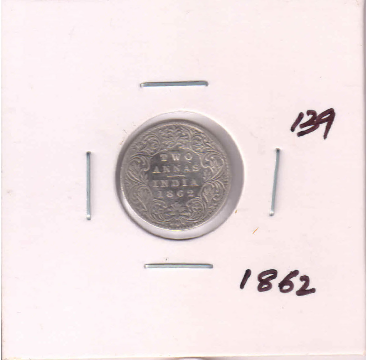 Br. India - 2 annas VQ, 1862 , coin B9 - KB Coins & Currencies