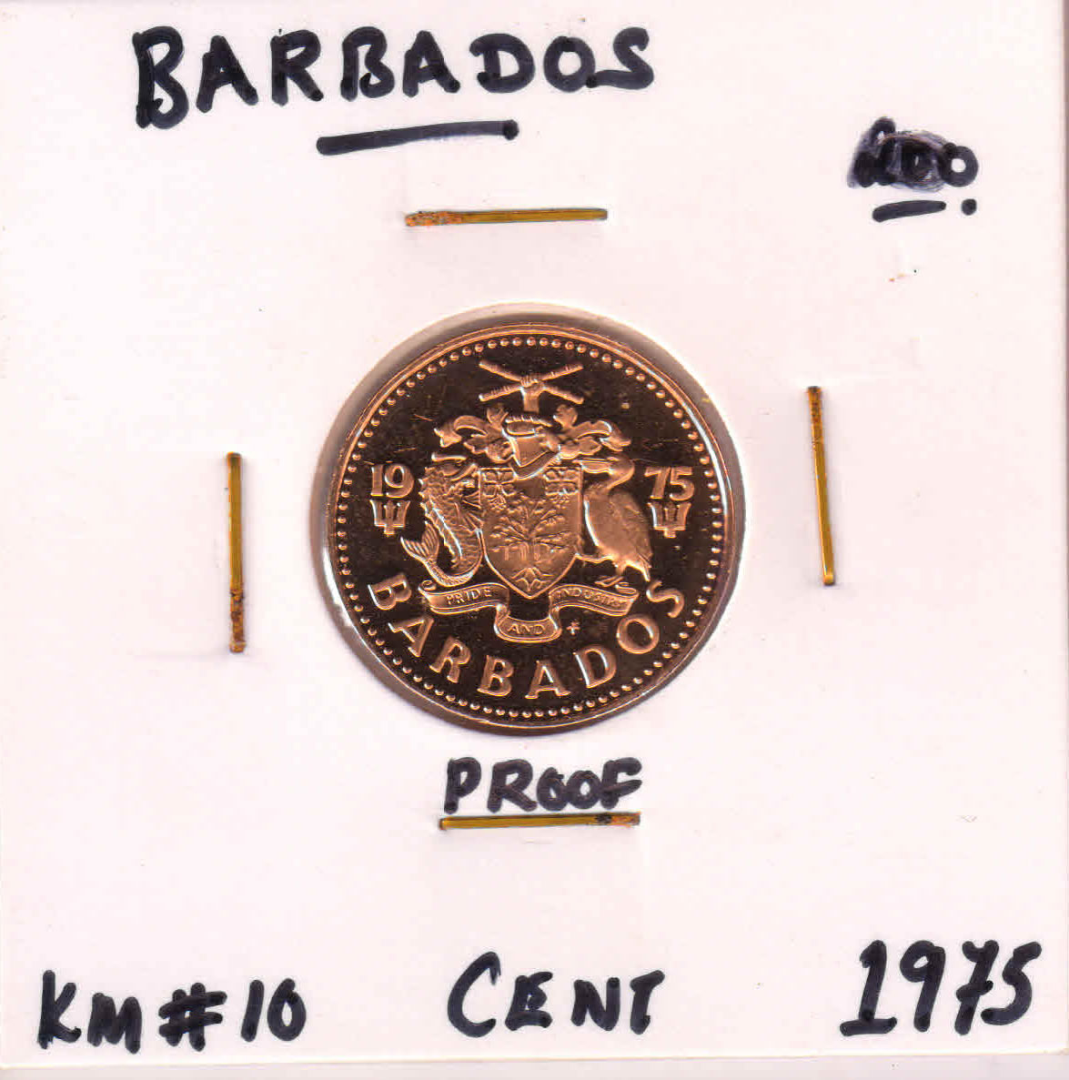 Barbados 1 Cent 1975 6 Proof Coin KB Coins Currencies   1aa 13 